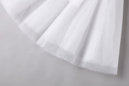 女童白色蝴蝶袖长礼服裙