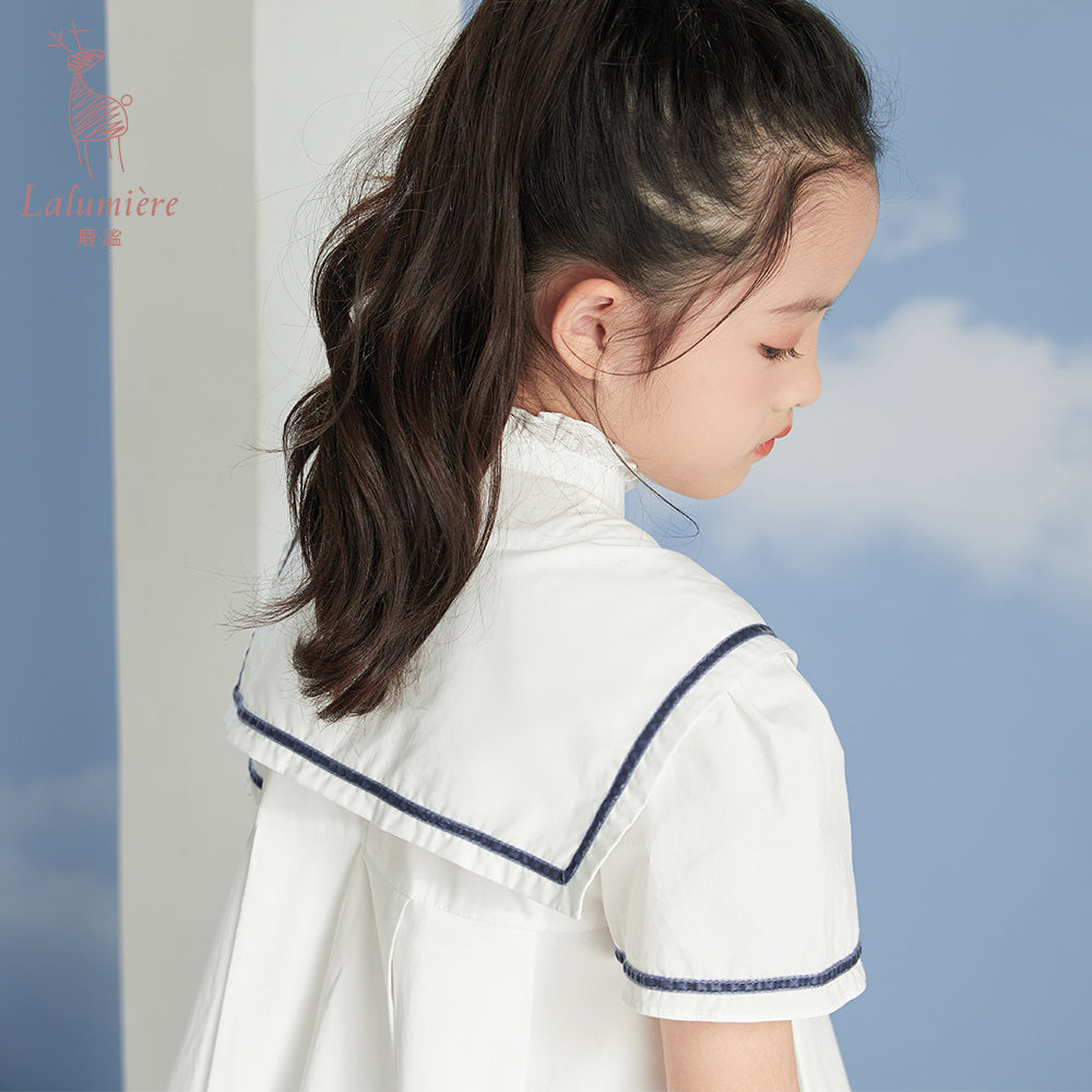 女童小海军棉布衬衫裙
