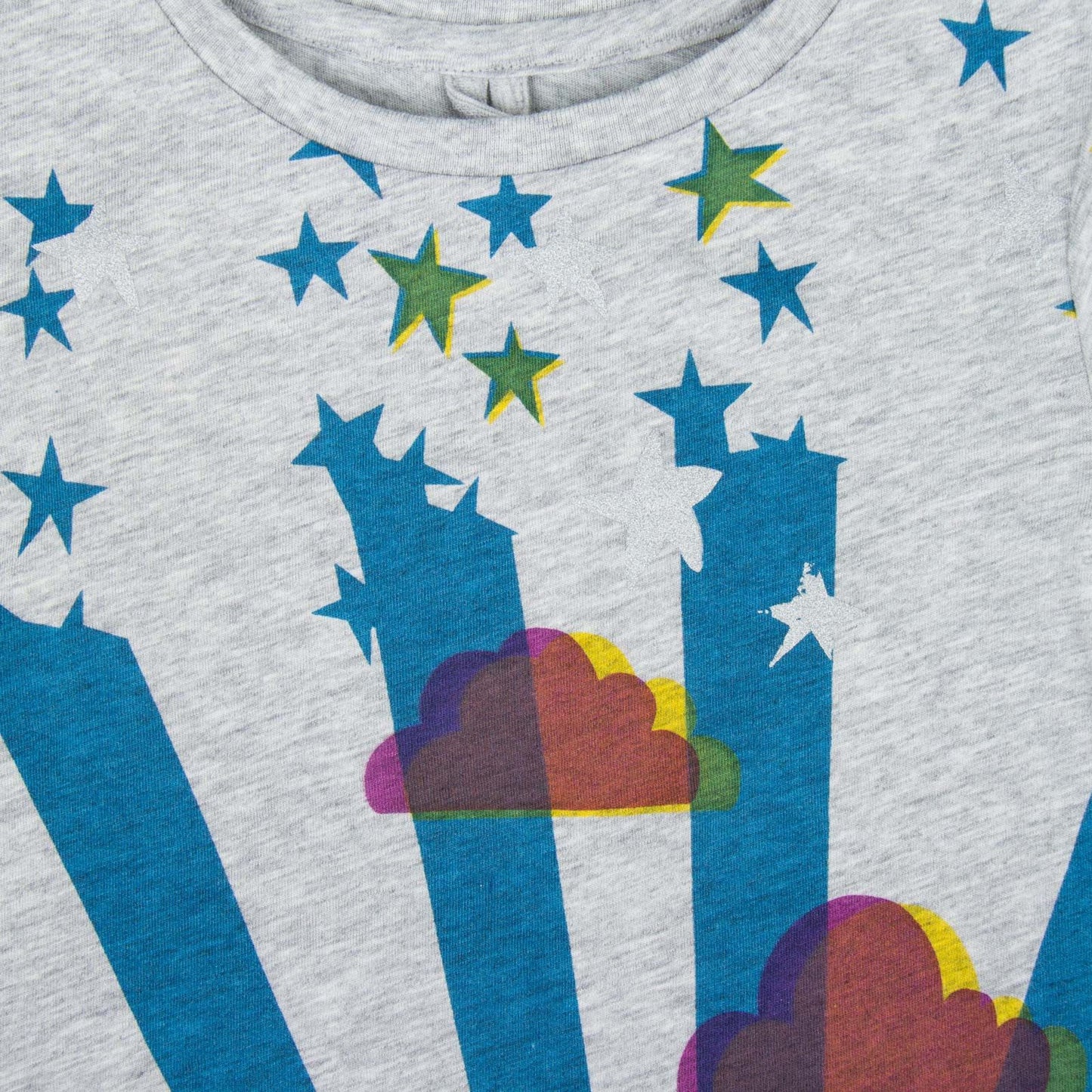 Arlo Girls Grey Sunshine&Clouds T-Shirt With Star Print