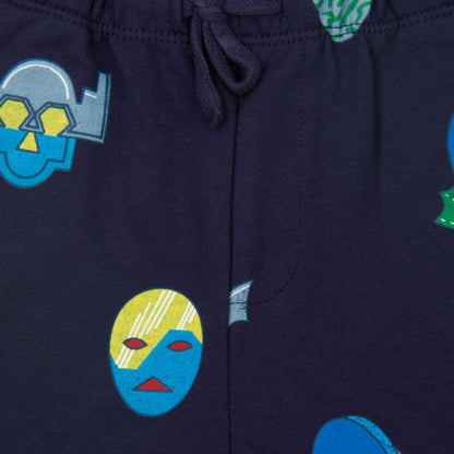 Loppie Baby Navy Blue Stella Super Heroes Printed Trousers
