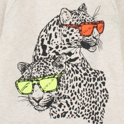Billy Baby Grey Cotton Jersey Sweatshirt With Leopard Trims