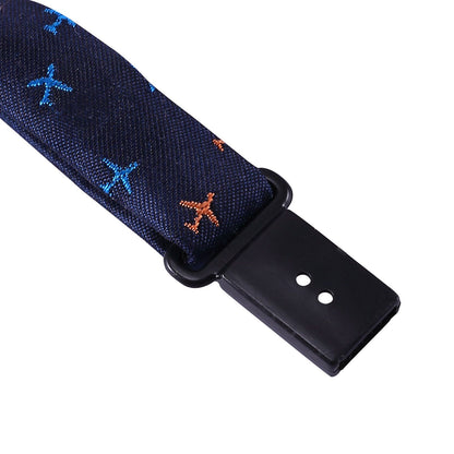 Boys Navy Blue Embroidered Trims Silk Bow Ties