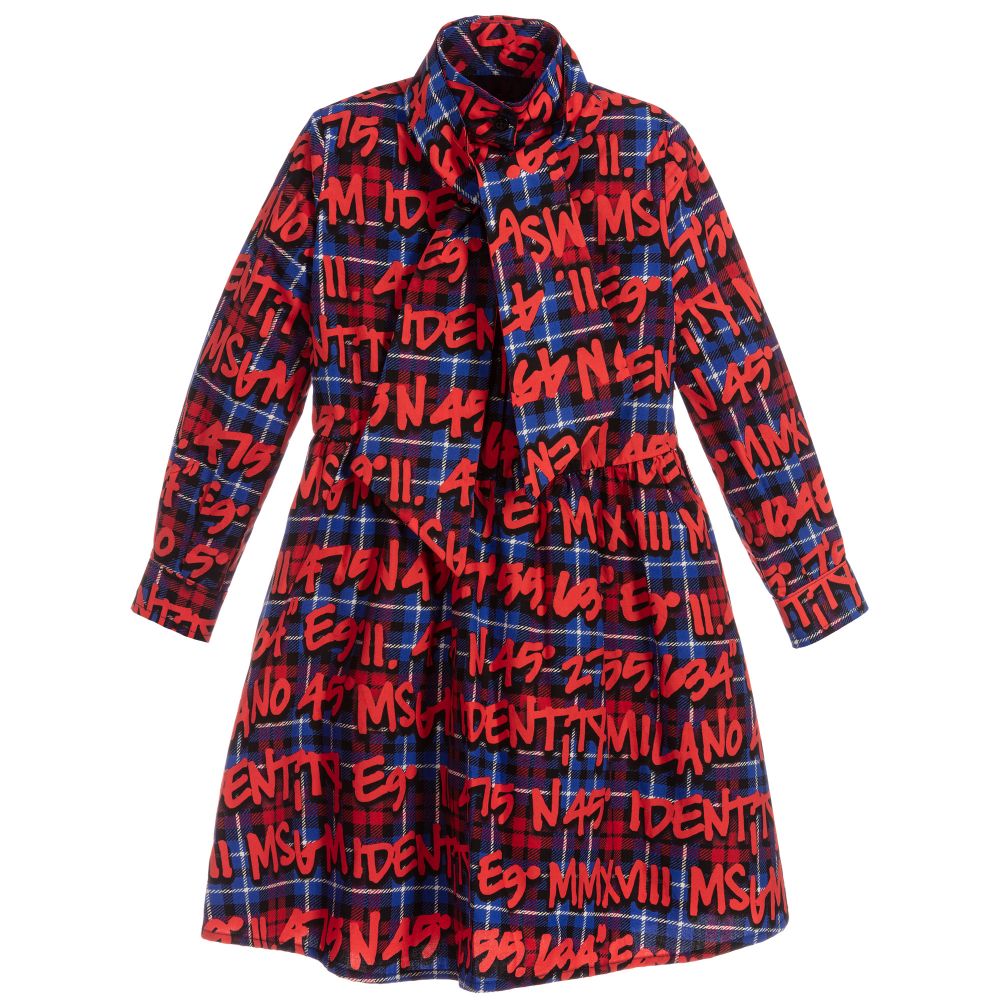 女童红色Logo棉连衣裙