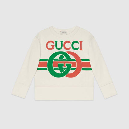 Girls White Logo Cotton Sweatshirt