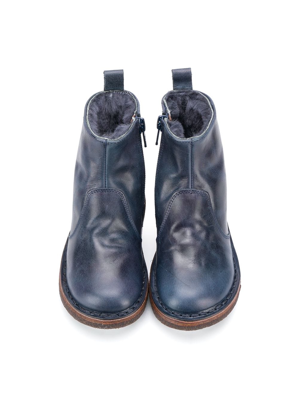 儿童蓝色皮革短靴