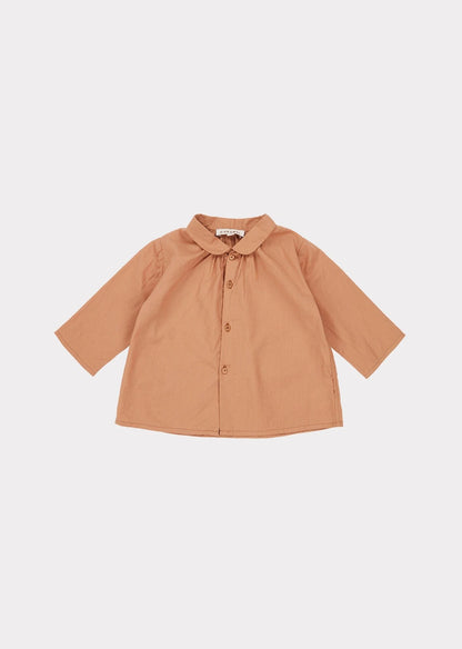 女婴焦糖色棉衬衫