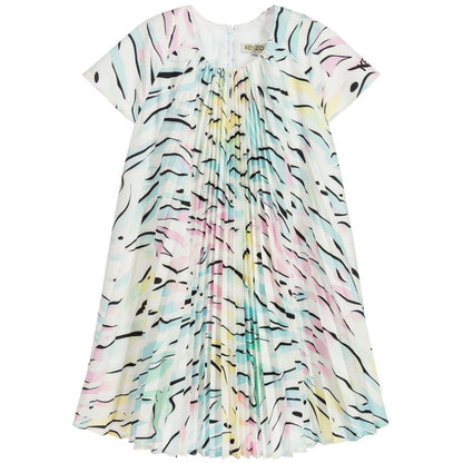 Girls Pink & Green Pleated Dress