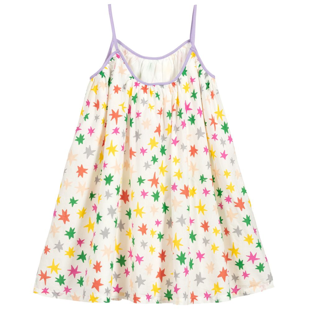 Girls White Stars Cotton Dress