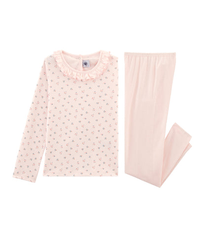 Girls Light Pink Cotton Pyjama