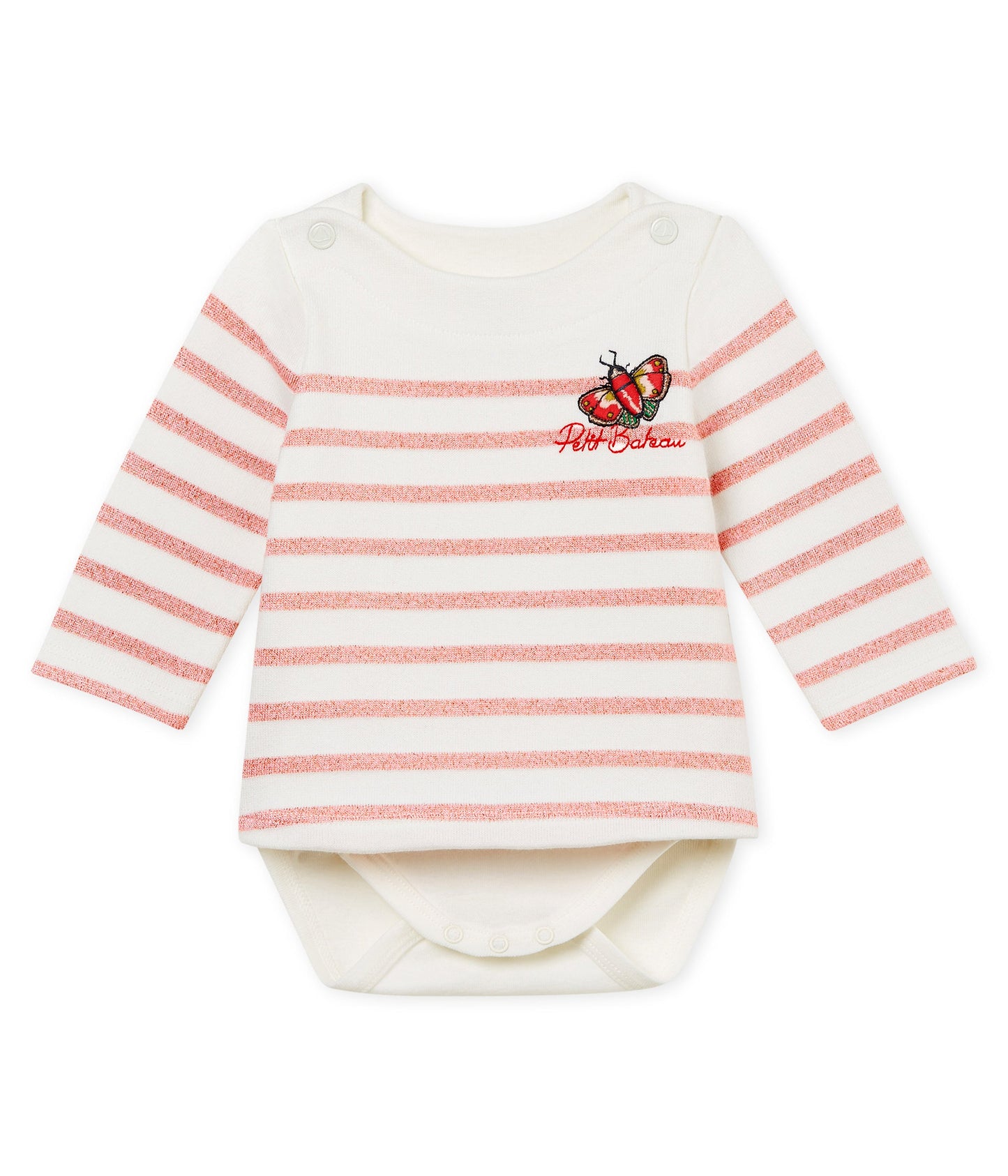 Baby Girls Pink & White Cotton Babysuits
