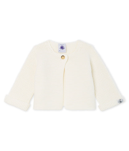 Baby Boys White Cotton Cardigan