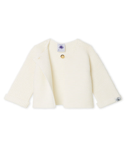 Baby Boys White Cotton Cardigan