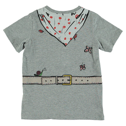Girls Grey Printed Cotton T-shirt