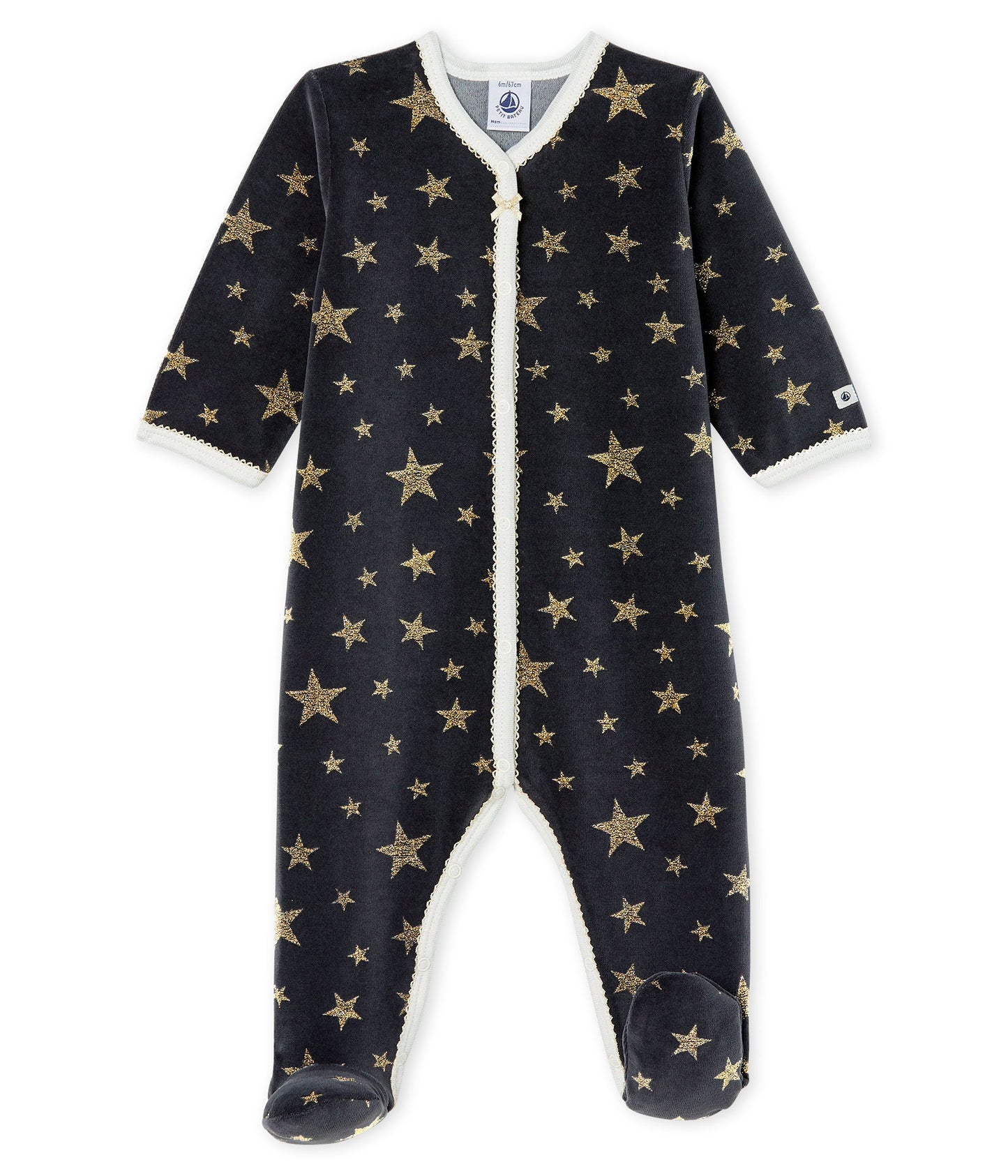 Baby Boys Black Star Cotton Babysuit