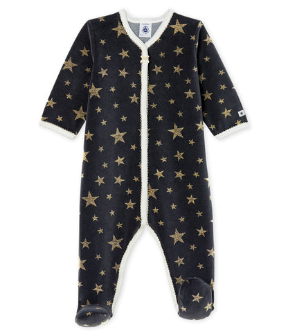 Baby Boys Black Star Cotton Babysuit