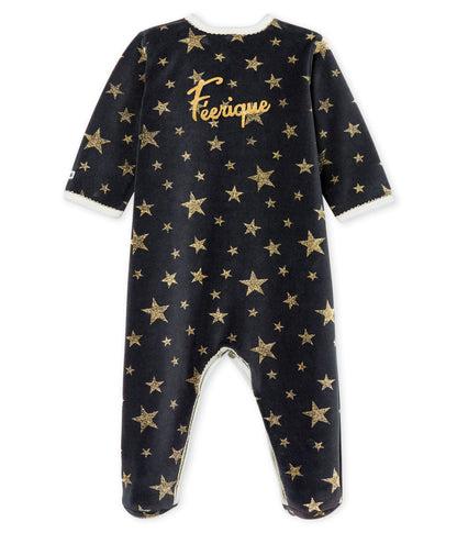 Baby Boys Black Star Cotton Babysuit