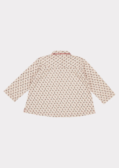 Girls Pink Floral Cotton Shirt