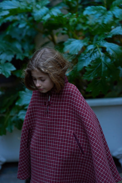 Girls Berry Check Lapwing Cape