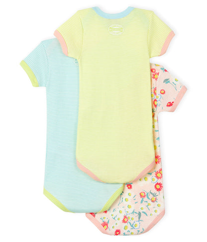 Baby Girls Multicolor Cotton Babysuit Set (3 Pack)