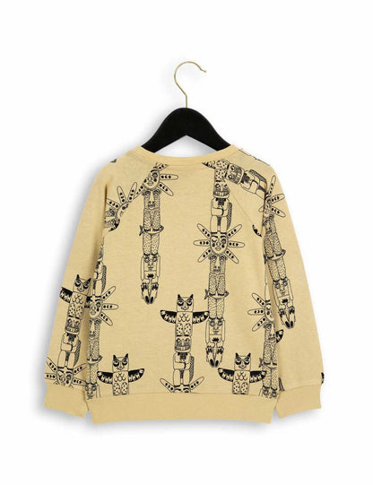 Boys & Girls Beige Totem Printed Organic Cotton Sweatshirt