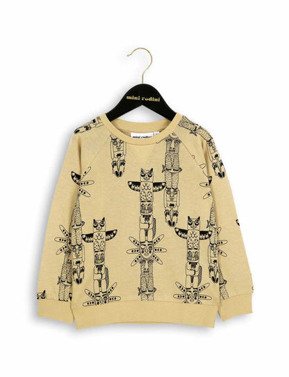 Boys & Girls Beige Totem Printed Organic Cotton Sweatshirt