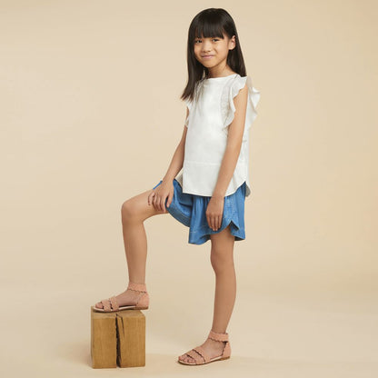 Girls Blue Chambray Shorts