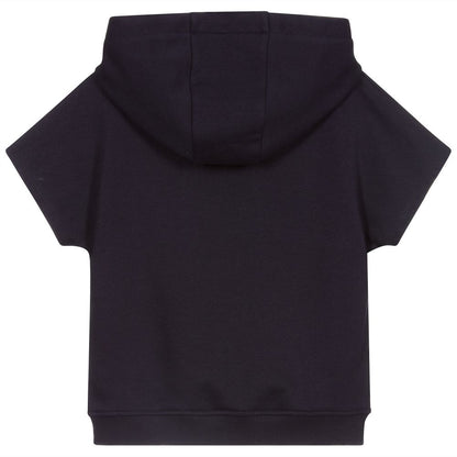 Girls Navy Blue Logo Cotton Sweatshirt