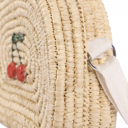 Girls Raffia Cherry Hand Bag
