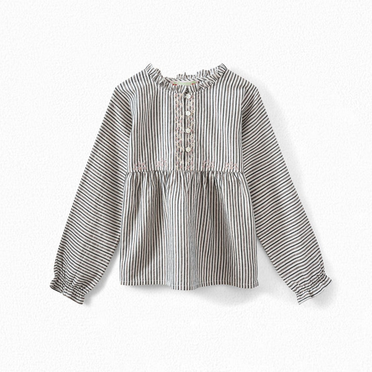 Girls Beige Stripe Cotton Shirt