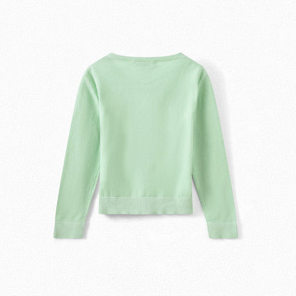 Girls Green Logo Cardigan