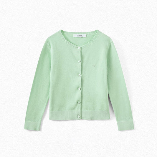Girls Green Logo Cardigan