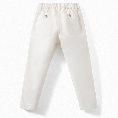 Girls White Cotton Trousers