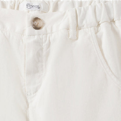 Girls White Cotton Trousers