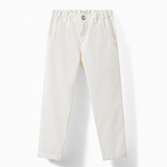Girls White Cotton Trousers