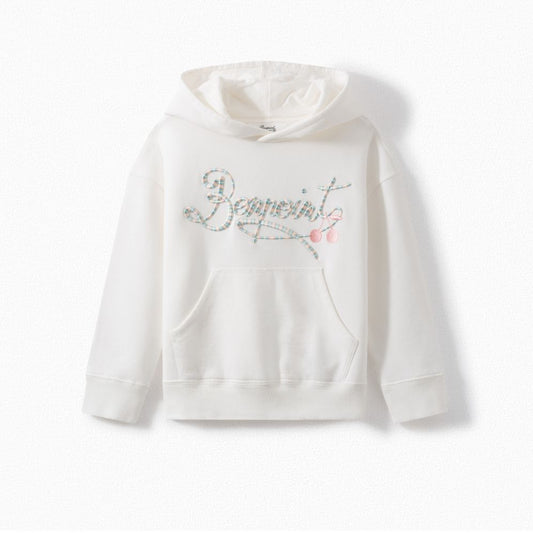 Girls White Logo Hoodie