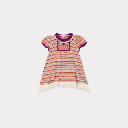 女婴薰衣草条纹羊毛连衣裙