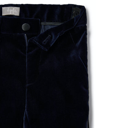 男童蓝色丝绒套装