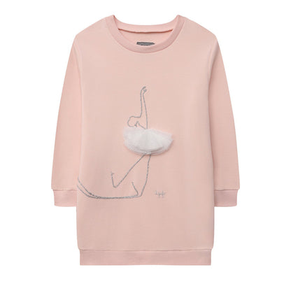 女童粉色棉连衣裙