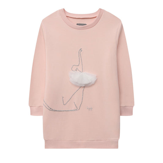 女童粉色棉连衣裙