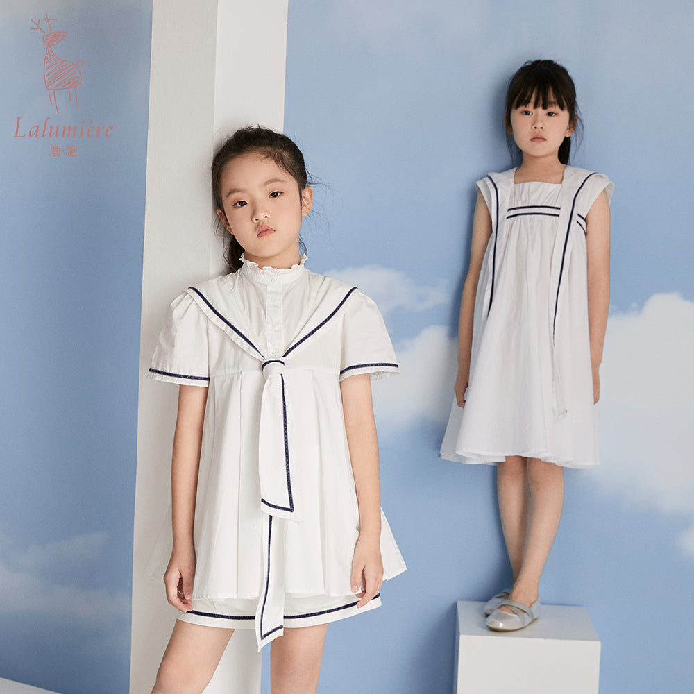 女童小海军棉布衬衫裙