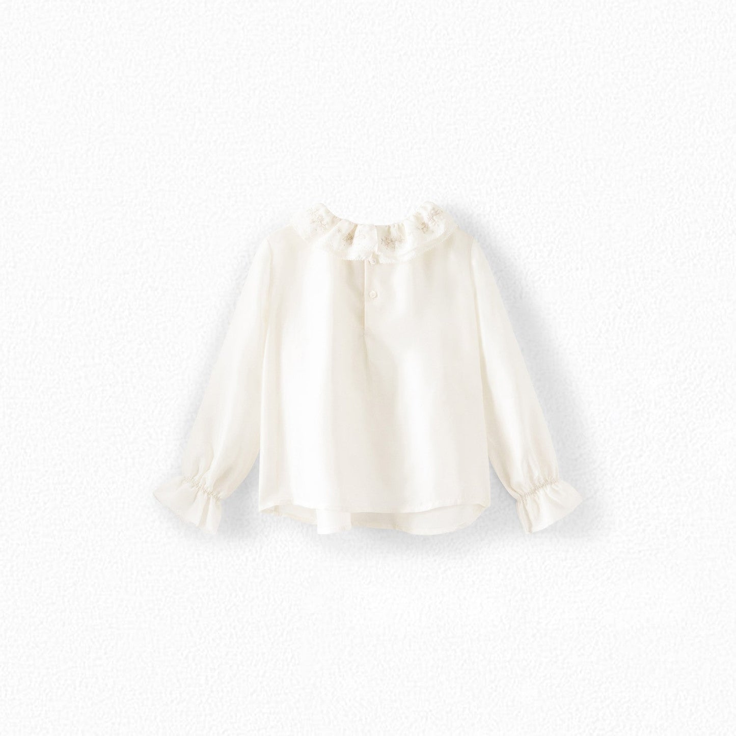 女童白色荷叶边棉上衣