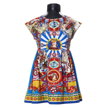 Girls Multicolor Teatro Pupi Printed Dress