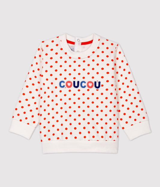 女婴白色心形棉卫衣