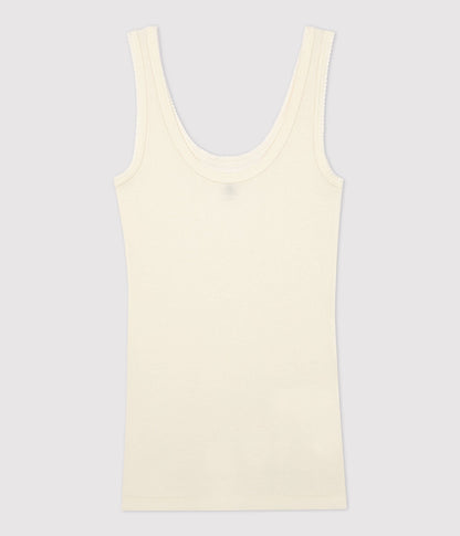 女士白色棉背心