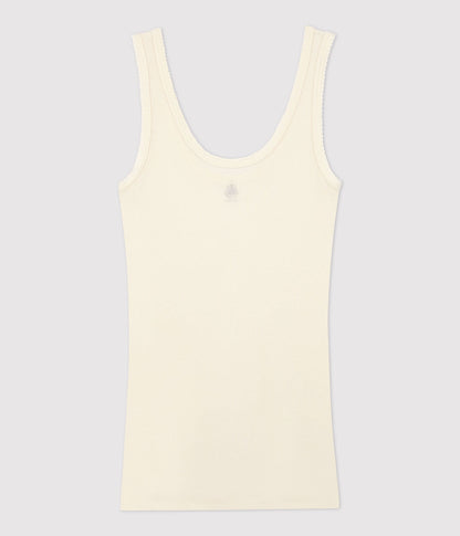 女士白色棉背心