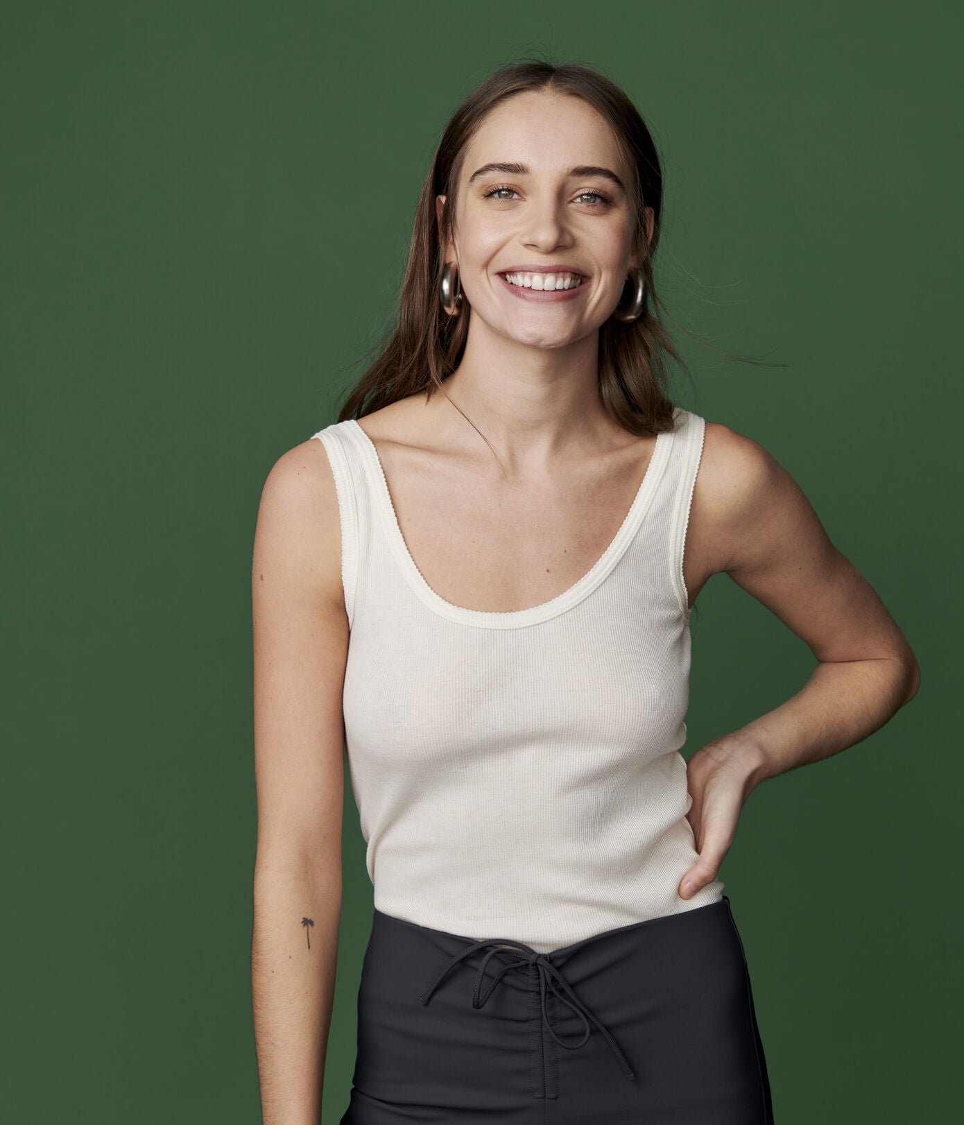 女士白色棉背心