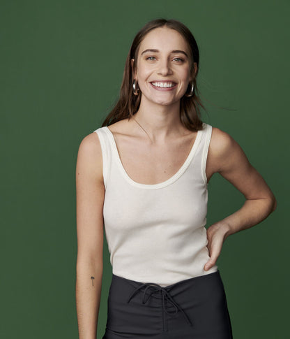 女士白色棉背心