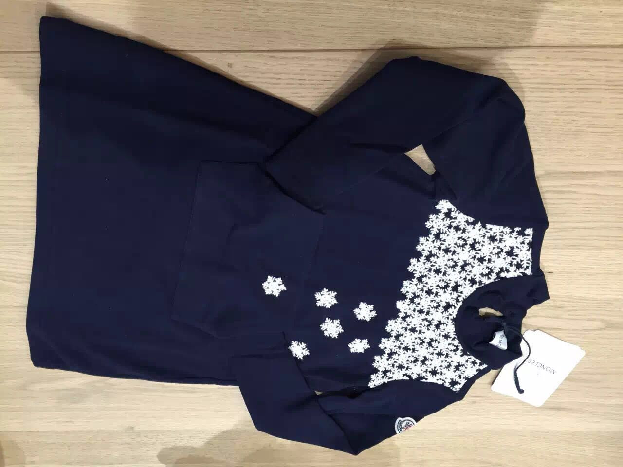 Girls Navy Blue Snow Printed Dress