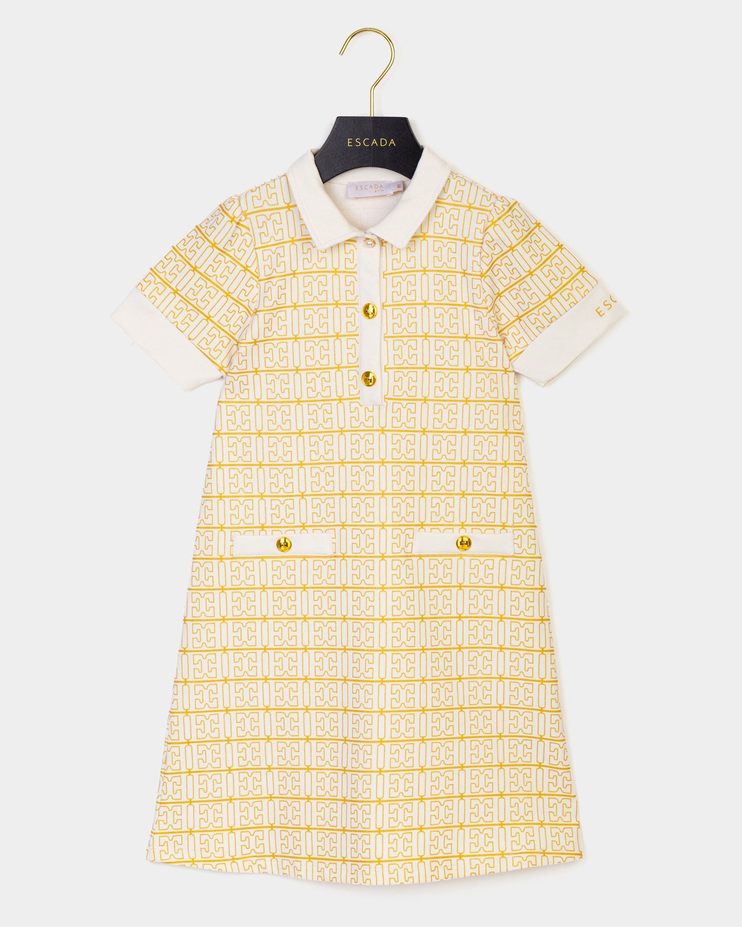 Girls Logo Print Dress in Ivory
