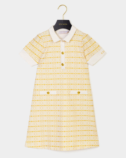 Girls Logo Print Dress in Ivory